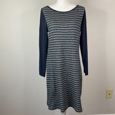 Talbots Sweater Dress Womens  Size Medium Lightweight Long Sleeve Striped Cotton