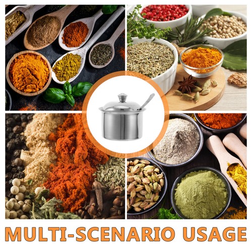 Spice Jar Stainless Steel Small Container with Lid Seasoning Bottle Sugar Bowl - Picture 8 of 12