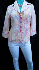 Bianca Pink Stripe Mix Jacket Uk 16 & Jasper Conran White Skinny Jeans Uk 16r