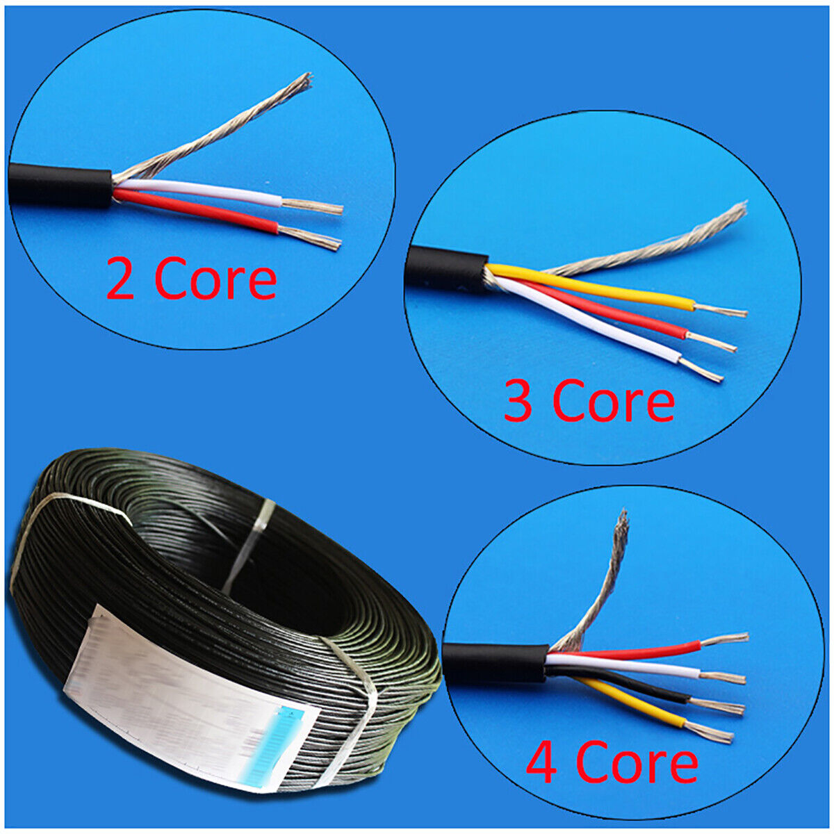 Braided Shielded 2/3/4 Core Cable Conductor Guitar Circuit Wire hookup
