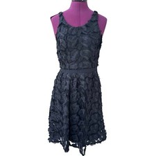 Women’s Express 3D Floral Black Cocktail Dress Size 8 