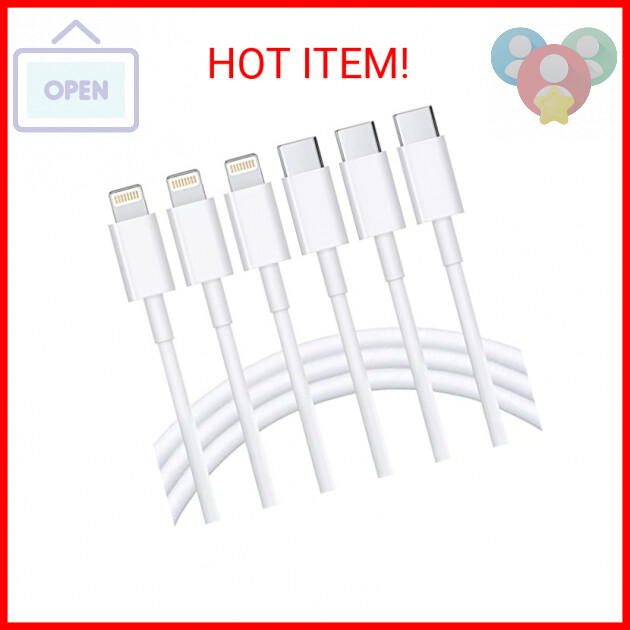 USB C to Lightning Cable 3Pack 6FT [Apple MFi Certified] iPhone Fast Charger Cab-image