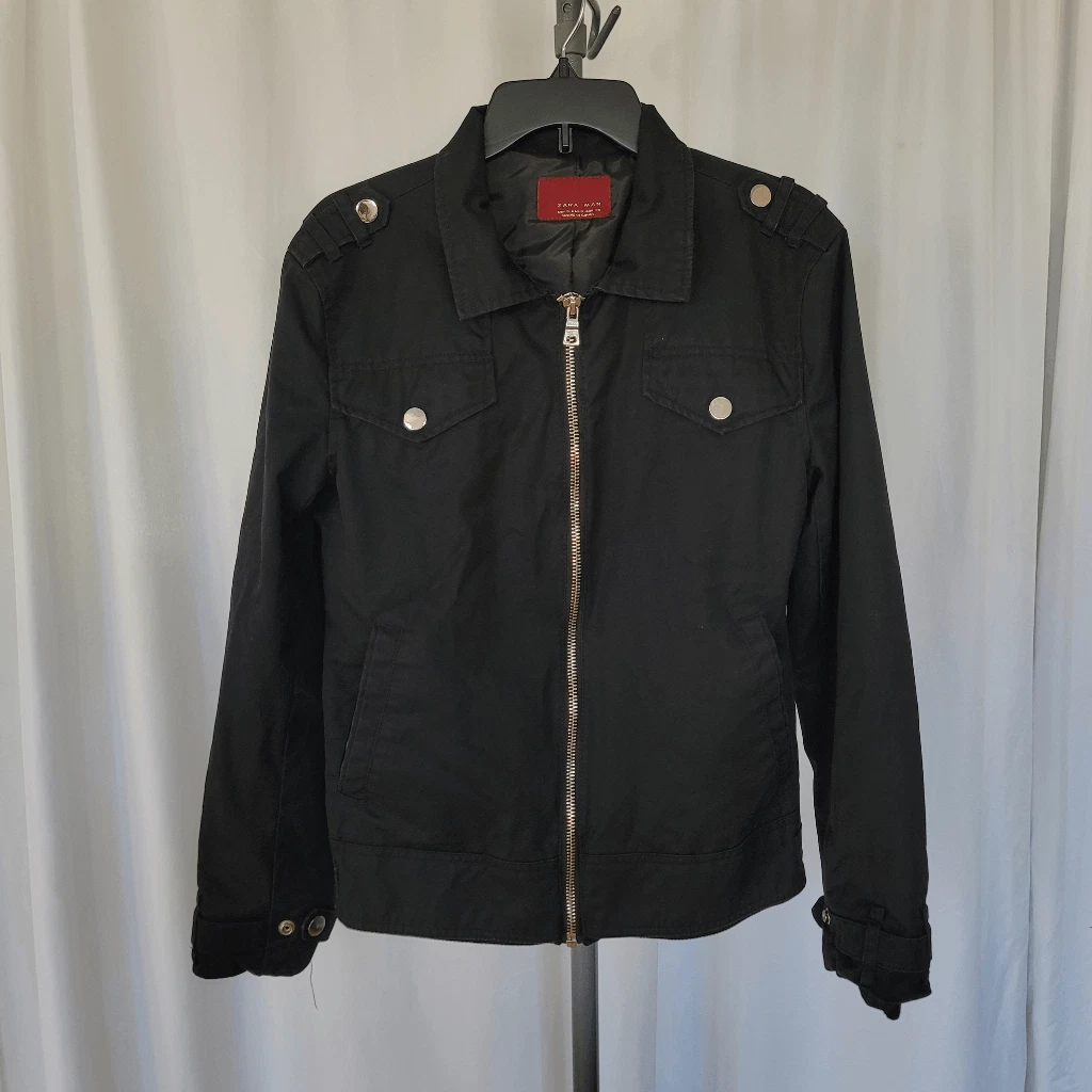Zara Mens Black Zip Up Adjustable Jacket Size S | Ebay