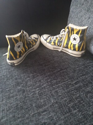 SELTENES LEDER Converse All Star Chuck Taylor Tiger Streifen Hi Top Gr. 5,5 UK.