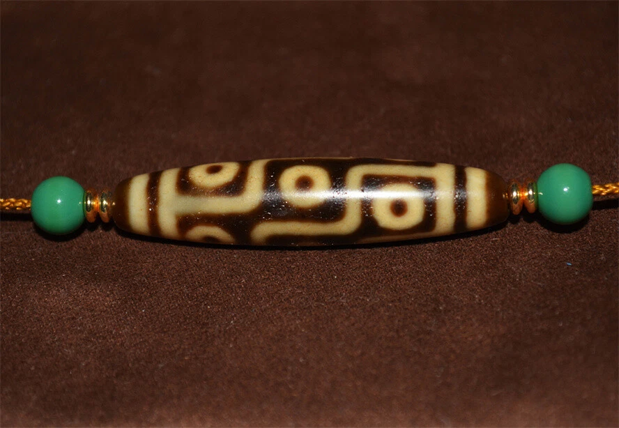 tibetan antique 9 eyes dzi bead pendant genuine pure nine eyed gzi