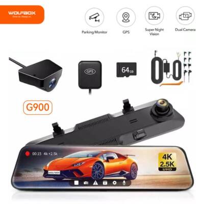 WOLFBOX 12 Zoll Dashcam 4K Spiegel Dashcam Vorne und Hinten Dashcam für Auto