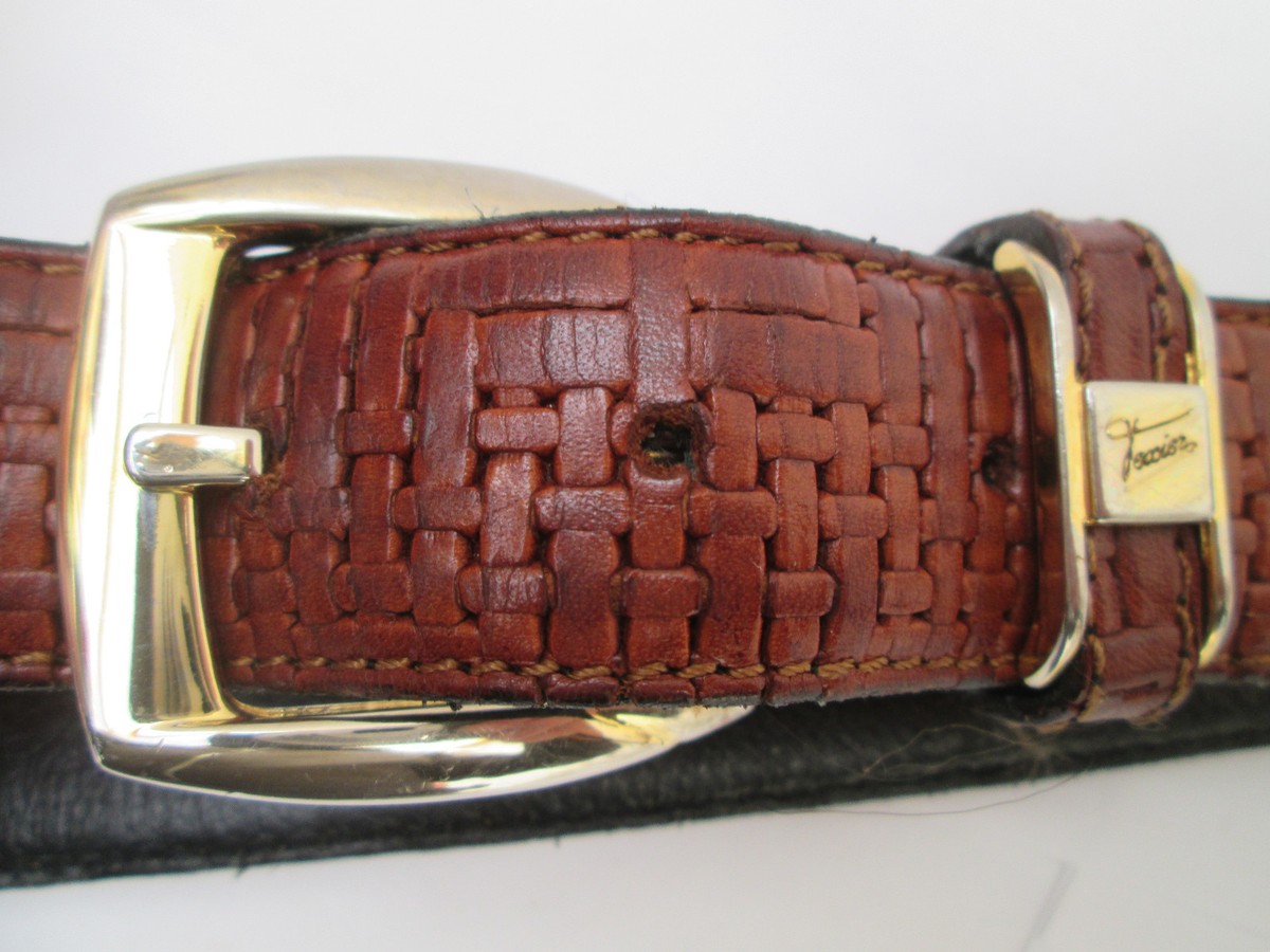 Ceinture En Cuir Vintage TBEG – Taille 90/100 Cm, Noir, Marque Made In Italy – Occasion