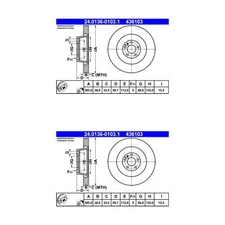 Audi S8 ATE/Premium One Front Disc Brake Rotors (2) 436103 4E0615301K