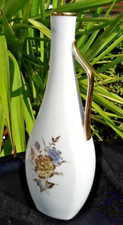 seltene AK Kaiser Porzellan Bettina Blumen Golddekor Vase Henkelvase 22,5 cm