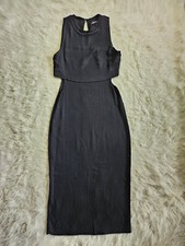 Zara Women Women's Black Open Waist Sleeveless Maxi Dress