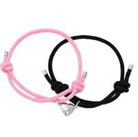 MagnetarmbäNder Mit Herz – Schwarz & Pink – Ideales Set FüR Paare Und Freunde