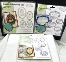 JustRite Just Rite BEAUTIFUL BLOSSOMS Christmas Joy Hugs Oval Rubber Stamps Lot