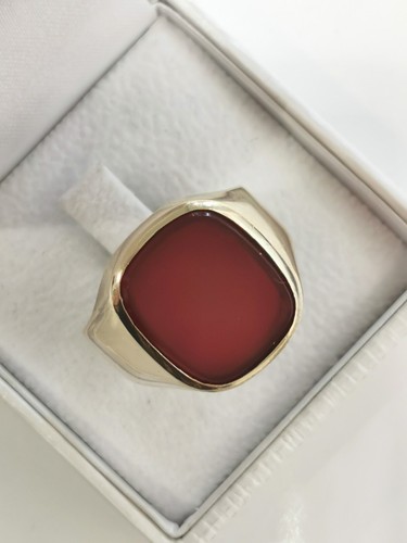 Signet Ring with Carnelian 585 Gold 14 Karat in Size 62 6.1 Grams - Picture 3 of 7