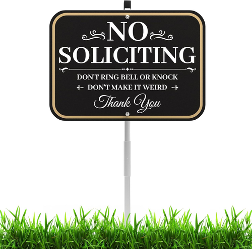 No Soliciting Sign for House, No Soliciting Yard Sign 14" X 10"/28 Inch High, Me