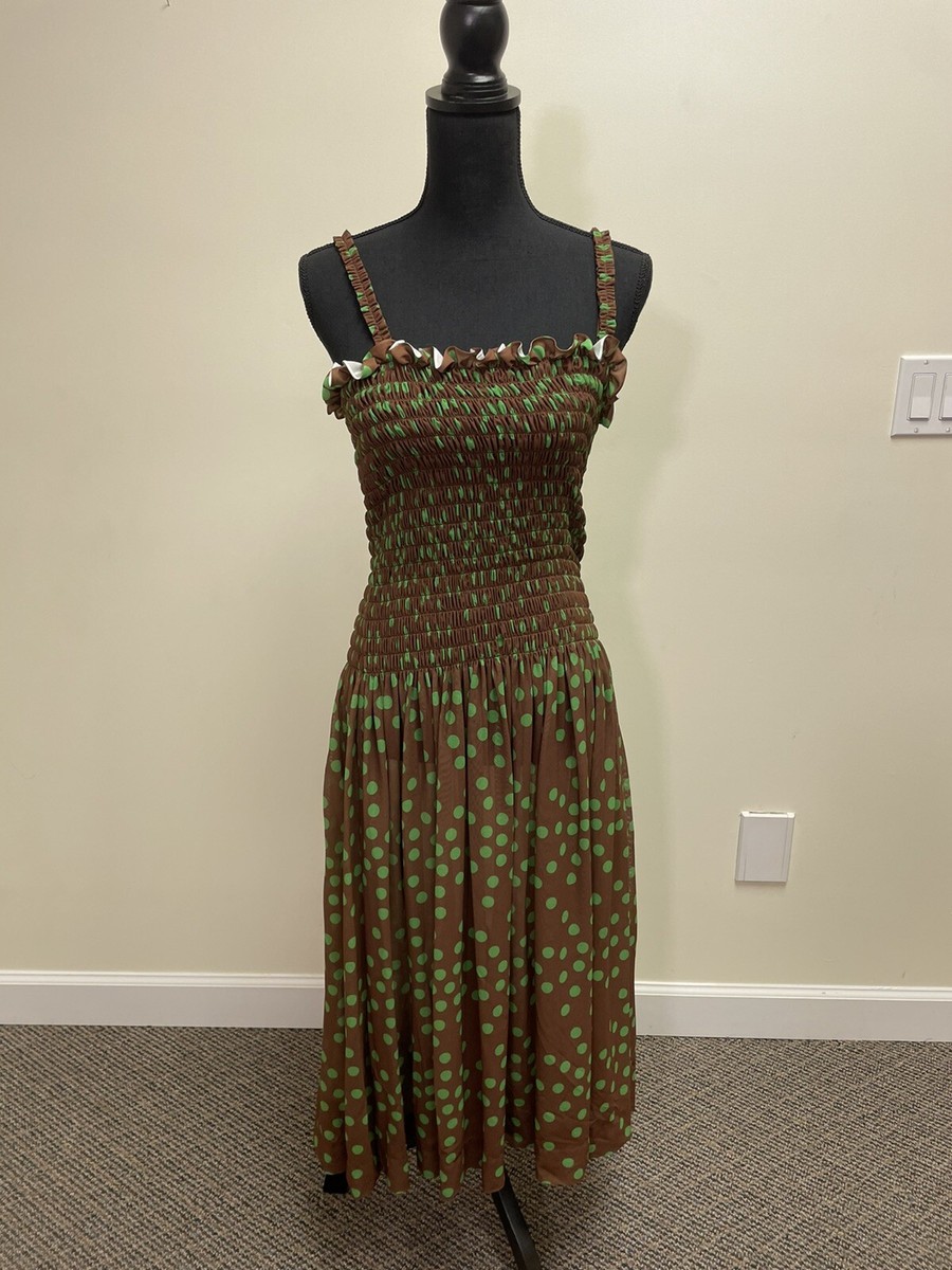 Molly Goddard Elsie Dress Green Brown Dot Strech Tulle | eBay