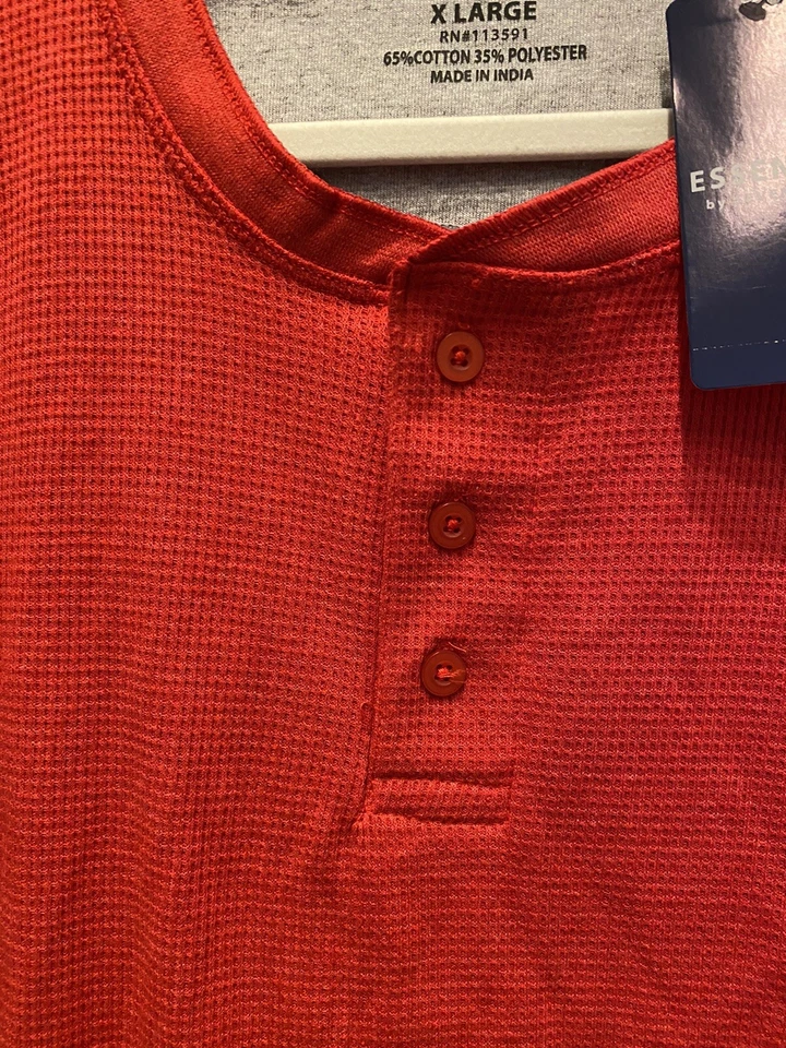 NUEVO CON ETIQUETAS ~ ESSENTIALS By SEVEN ROJO Térmico Manga Larga Para Hombre Talla XL. ¡DESGASTE EXTERIOR! Foto 2 de 4
