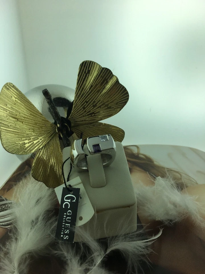 *Gc GUESS* Sterling Silver 925  & White & AMETHYST GEMSTONE  RING SZ 7.5 - Image 4 of 4