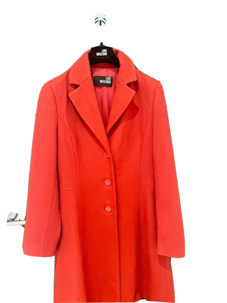 Unique Moschino Woolen Red Coat Uk 10 UK