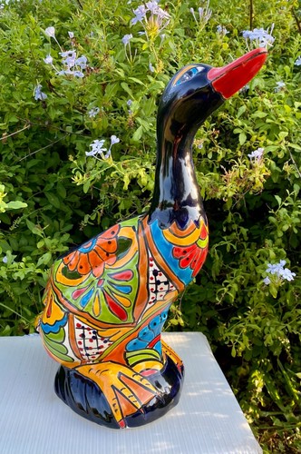Lg Talavera Pottery Duck Planter Mexican Ceramic Bird Animal Figure Flower Pot - Picture 5 of 13