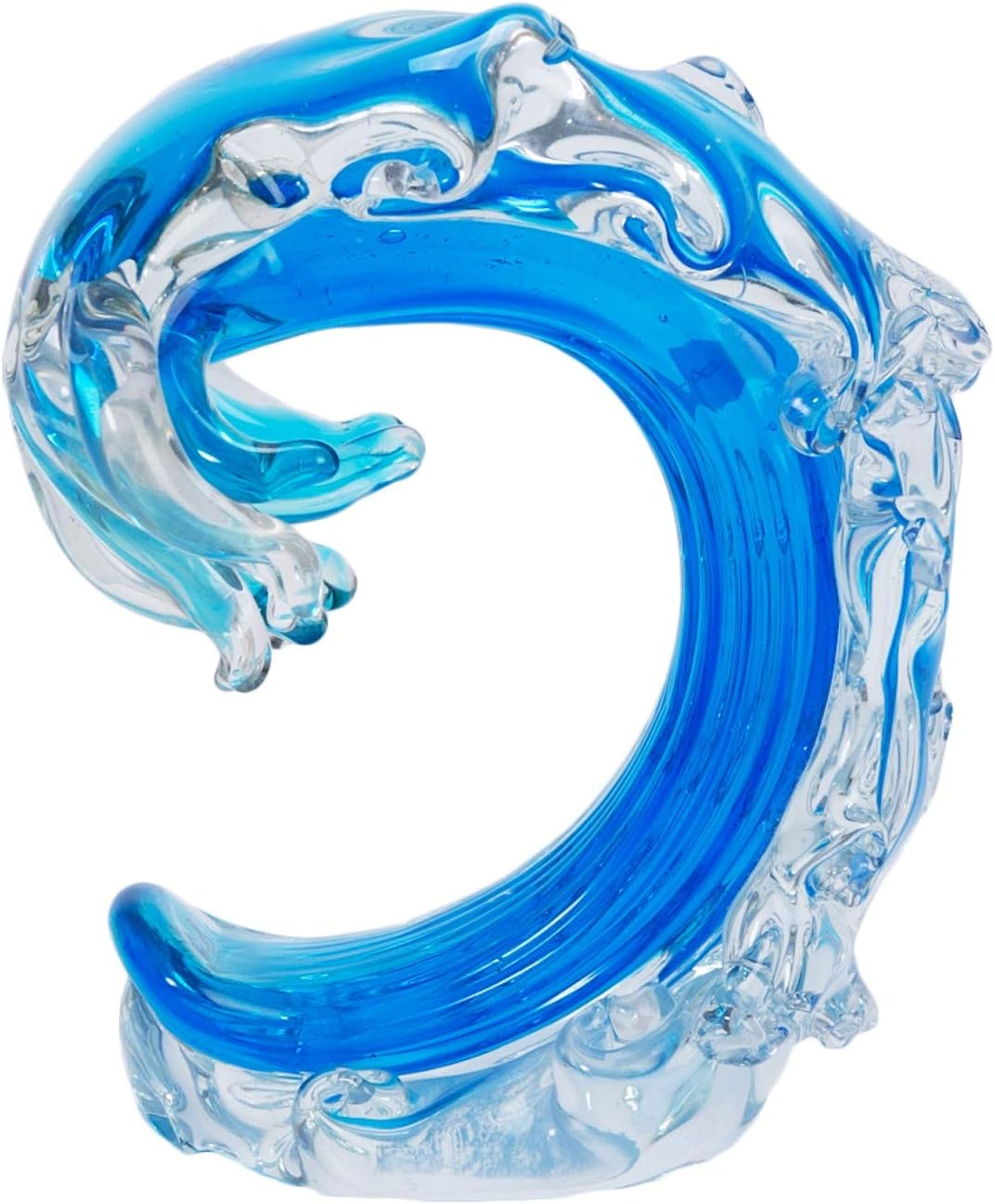Rolling Ocean Coastal Table Top Nautical Decor Decoration Glass Art Blue