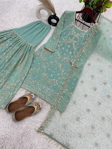 Konfektionierte Anzüge Pakistanisches Kleid Salwar Kameez Indisch Hochzeit Party Bollywood - Bild 5 von 6