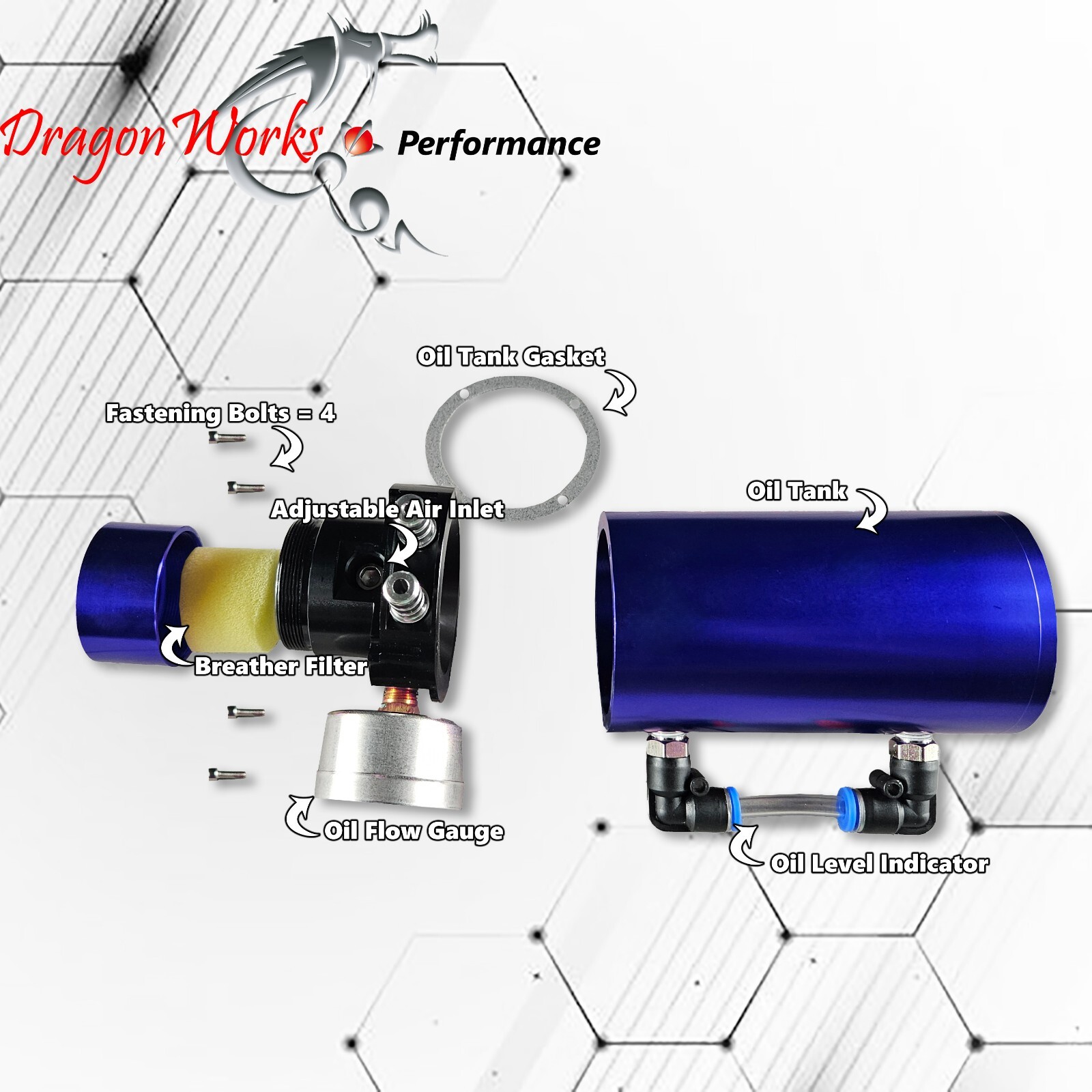 Oil Catch Can Baffled Tank Breather Universal Blue with Gauge Fits Lotus
