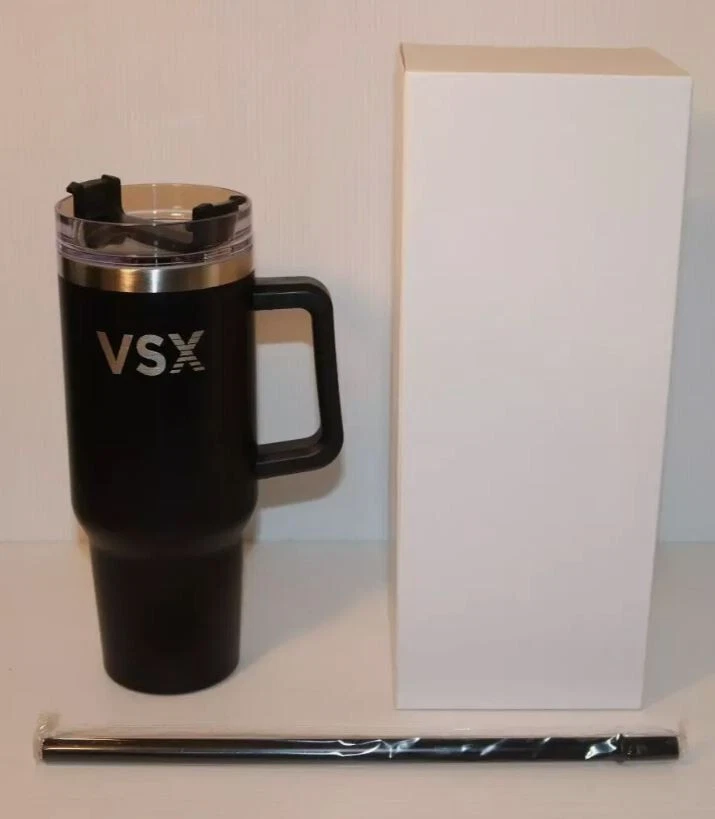 Victoria's Secret VSX 不锈钢 Quencher 40 盎司不倒翁带吸管黑色 全新 — 第 4/4 张图片