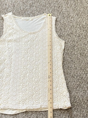 Solitaire Damen kleine Bluse ärmellos Tank Top Overlay Spitze beige creme - Bild 9 von 9