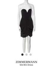 zimmermann Black Silk Strapless midi dress 0