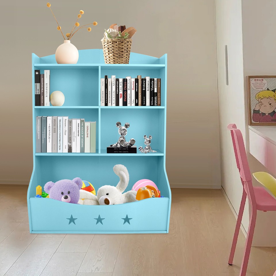 Kids Bin Toy Storage Box Bookcase Organizer Shelf Playroom Bookshelves