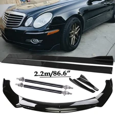 Front Bumper Lip Spoiler Side Skirts Rear Lip Glos Black For Mercedes-Benz E200