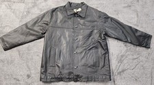 North End Mens Genuine Leather Jacket Black Quilted Lining Button Up Sz XL