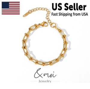 Authentic 18K Gold Plated Stainless Steel U-shaped Horseshoe Buckle Chain Link Bracelet