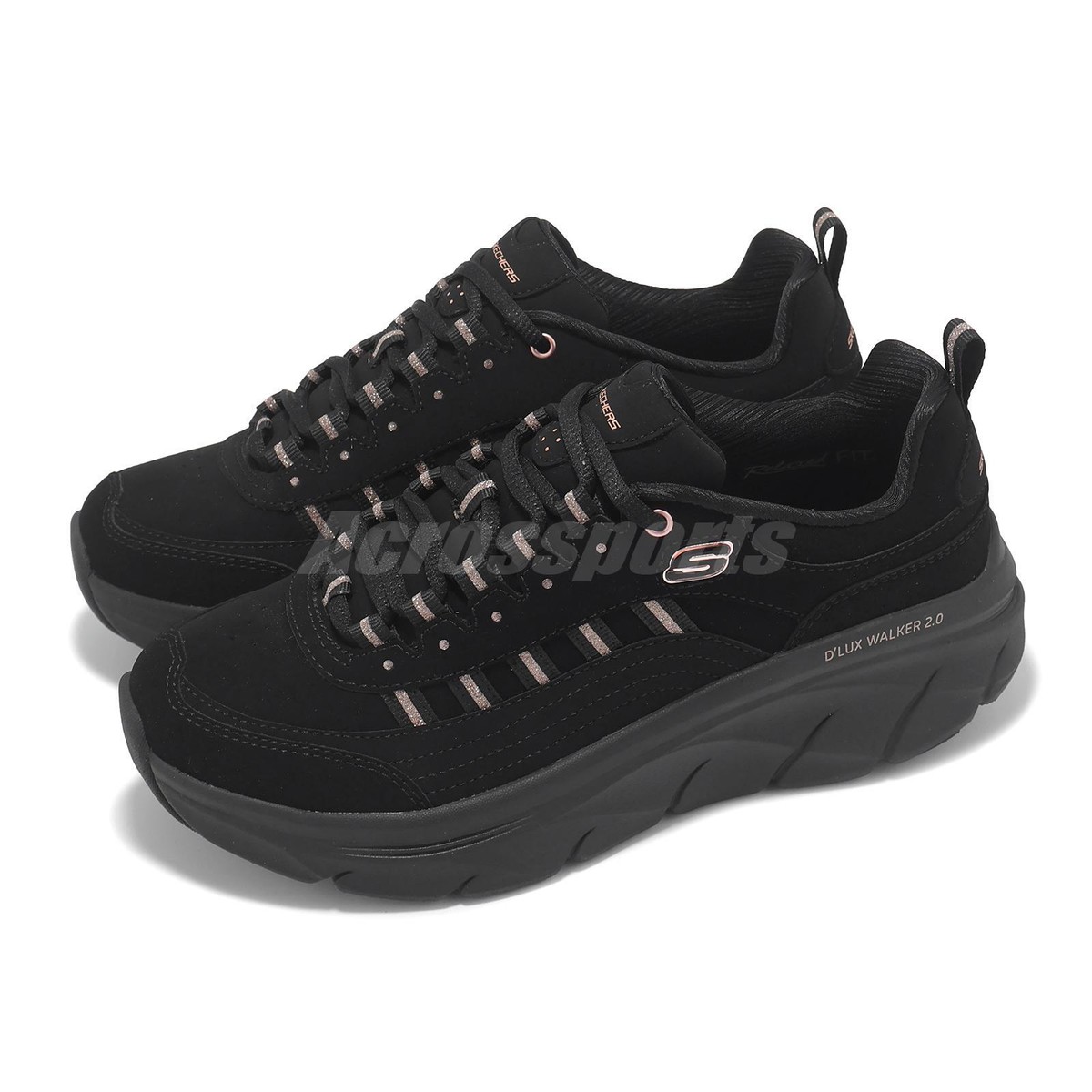 Skechers D Lux Walker 2.0-Golden Step Black Rose Women Casual
