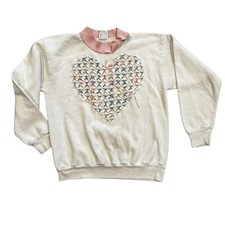 Vintage 90s Heart Sweatshirt Craft Cut Out Quilt Grandma Core Size Large