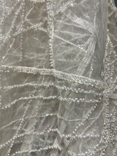 Luxury beaded lace bridal fabric, white, Versace, brand new about 8 yards