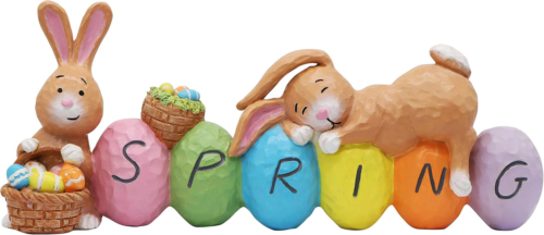 Easter Bunny Resin Centerpiece Spring Tabletop Decoration Egg for Home Office De