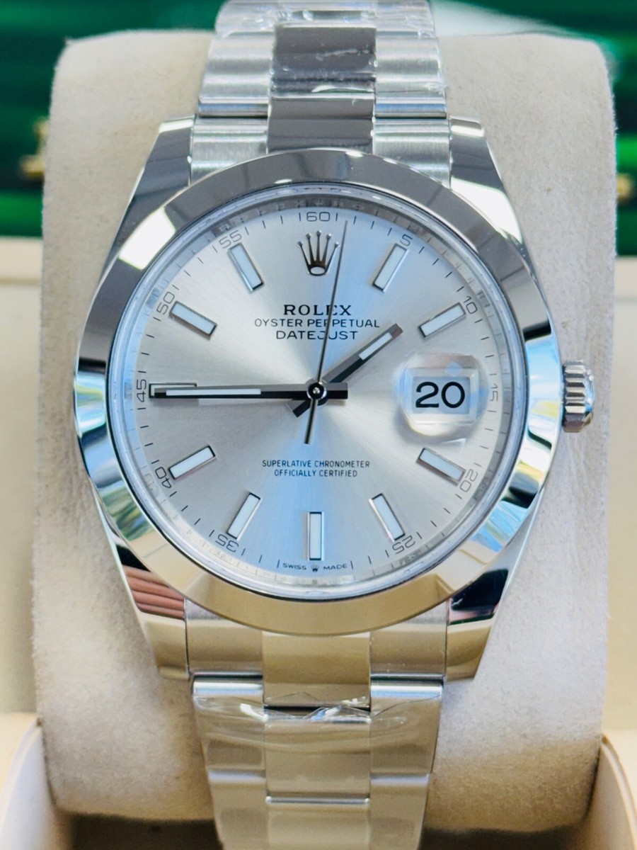 Rolex Datejust 41mm 126300 Silver Dial Oyster Band Watch BOX