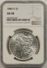 1880-O $1 NGC AU 58 (Better Date) Morgan Silver Dollar