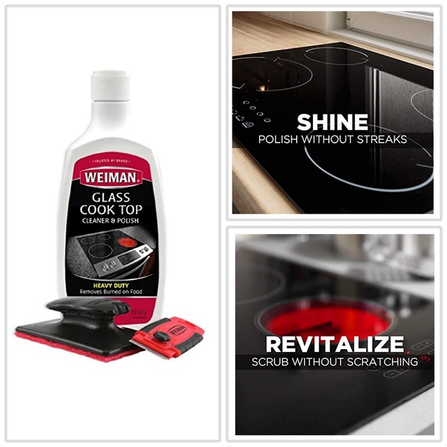 Weiman Glass Ceramic Stove Top Cooktop Cleaner Kit & Polish Grease