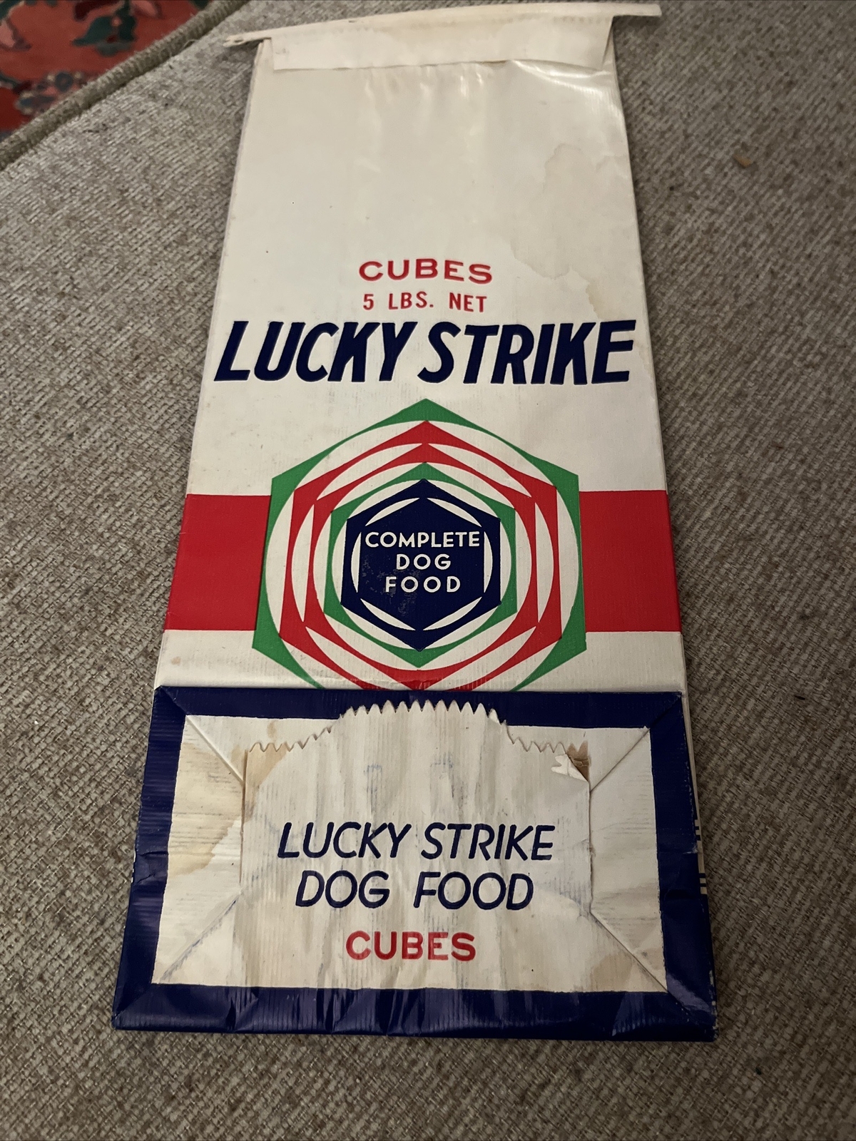 Vintage Lucky Strike Dog Food Ohio City OH Unused Sample Package 5 Lbs Cubes
