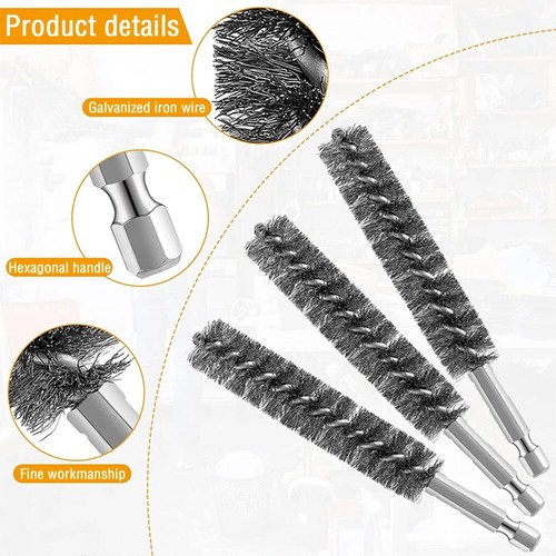 6x Wire Brush Cleaning Set Remove Rust Metal Clean Handle Drill Bit Tool Set UK - Picture 10 of 16