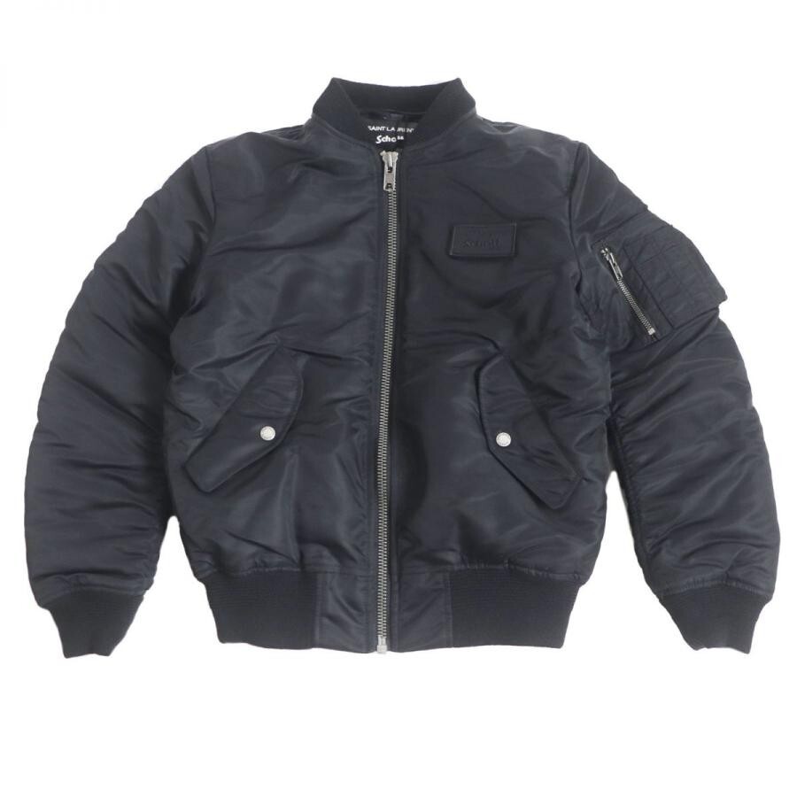Giacca bomber Saint Laurent Paris Schott 680378 pelle di pecora a strati con cappuccio taglia S