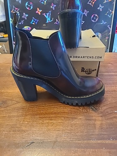 Dr. Marten Hurston Arcadia Leather Heeled Chelsea Boots Cherry Red Size 10 - Picture 4 of 13
