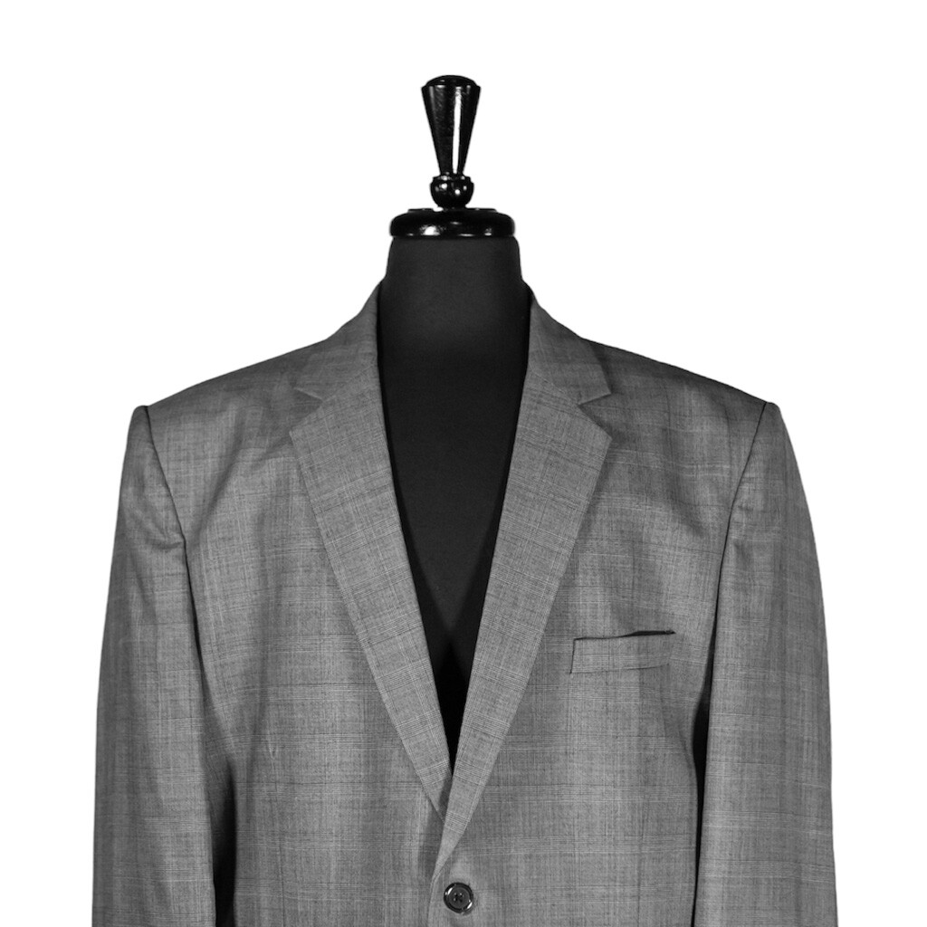 Mens Blazer Gray Plaid Check 100 Wool Formal Suit Jacket Wedding Sport