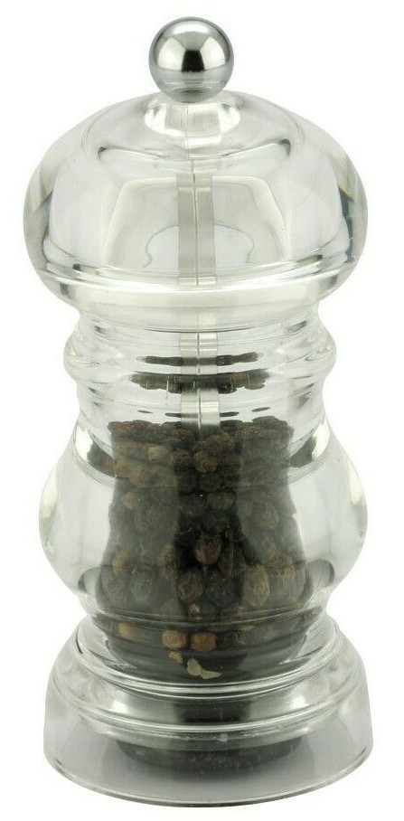 Pepper Mill Clear Acrylic Adjustable Ceramic Grinder Condiment Dispenser 4.25""