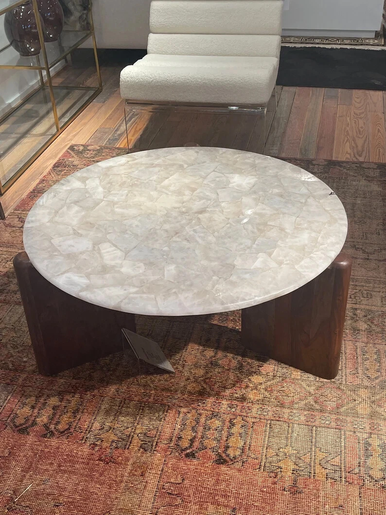 White Quartz Table Top Quartz Round Table Agate Sofa Table Agate Table Decors
