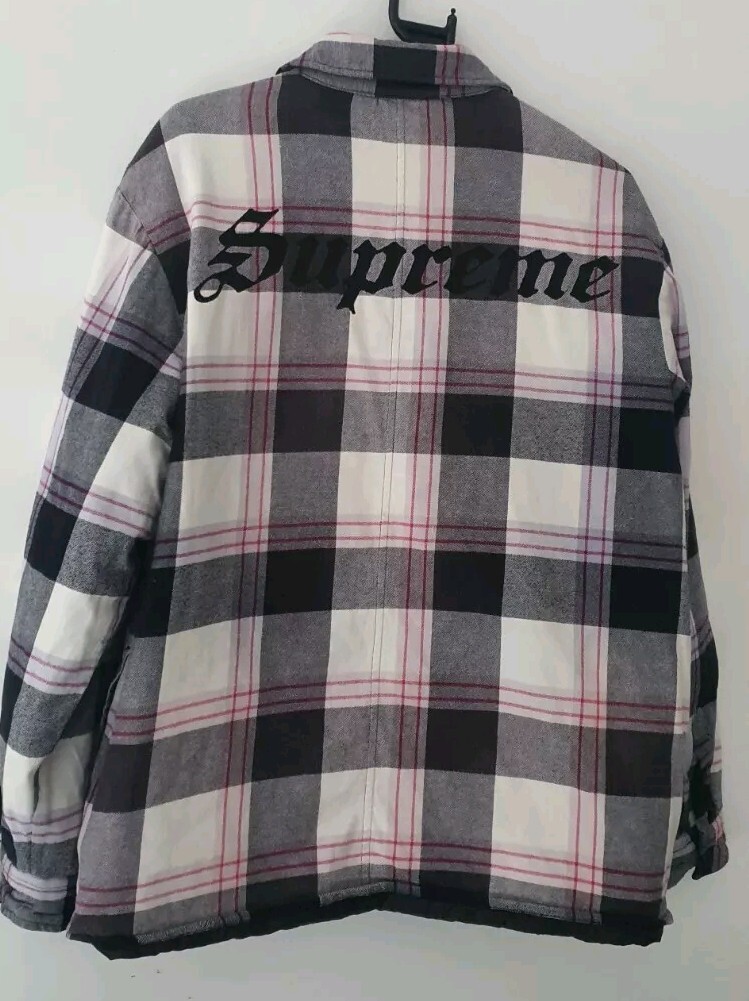 FW20 Supreme Quilted Flannel Shirt Size M Medium Plaid White | eBay
