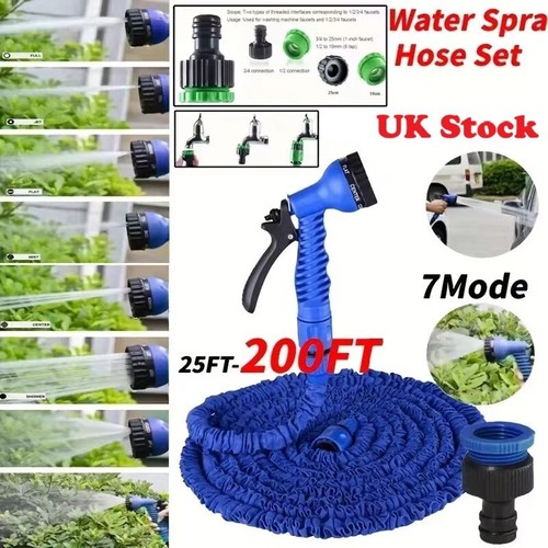 Expandable Garden Hose Pipe Anti Kink With 7 Function Water Spray Gun Magic Hose - Picture 2 of 24