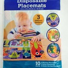 BPA FREE Disposable Adhesive Placemats For Children 10 Count FREE SHIPPING